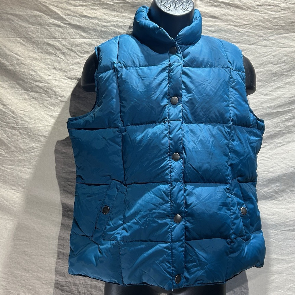 Mens Athletech Teal Blue Puffer Vest Size Large L/G Snap Front Quilted Insulated